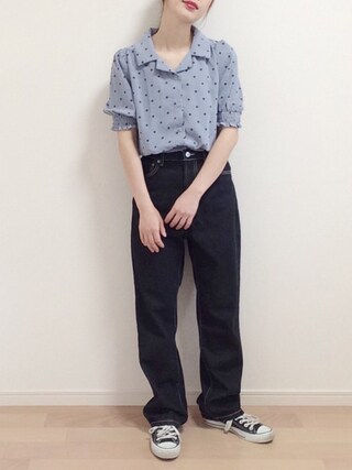 mAy☆uMe使用「PairPair（ドット＆花柄アソートカイキンシャツ）」的時尚穿搭