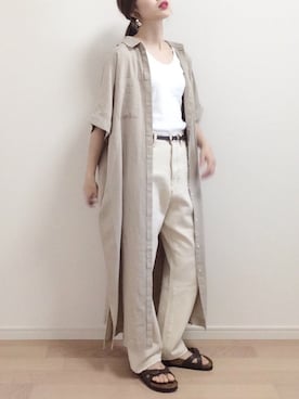 「LEPSIM（レプシィム）のアイテム（シャツワンピース）」を使った、mAy☆uMeさん（レディース・158cm）の夏コーディネート