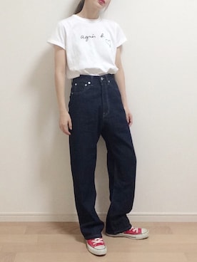 「CONVERSE（コンバース）のCONVERSE ALL STAR　ハイカットスニーカー（スニーカー）」を使った、mAy☆uMeさん（レディース・158cm）の夏コーディネート