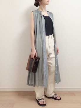 「URBAN RESEARCH Sonny Label（アーバンリサーチサニーレーベル）のノースリーブギャザーワンピース（ワンピース）」を使った、mAy☆uMeさん（レディース・158cm）の夏コーディネート