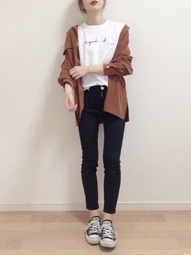 「CONVERSE（コンバース）のCONVERSE (コンバース）　キャンバスオールスター　ローカット　チャックテイラー（スニーカー）」を使った、mAy☆uMeさん（レディース・158cm）の秋コーディネート