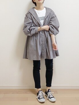 「FREAK'S STORE（フリークスストア）のバルーンスリーブフレアミニワンピース(バンドカラーシャツワンピース)（シャツワンピース）」を使った、mAy☆uMeさん（レディース・158cm）の春コーディネート