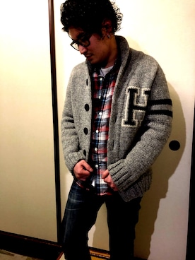 「Ray-Ban（レイバン）のRay-Ban / Wayfarer CLR（メガネ）」を使った、ゆっけさん（メンズ・163cm）の冬コーディネート