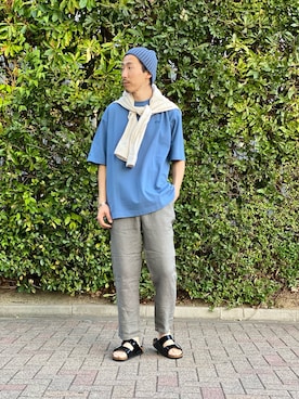 「LACOSTE」｜「アイテム（ニットキャップ/ビーニー）」を使った、山崎まさひささん（メンズ・175cm）の春コーディネート