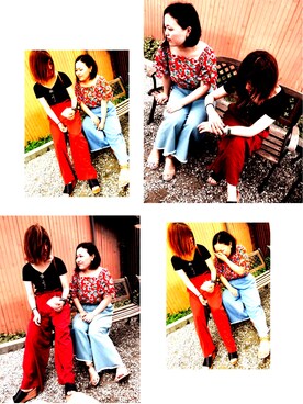 「UNIQLO（ユニクロ）のアイテム（トップス、ブラック系）」を使った、おでんさん（レディース・159cm）の夏コーディネート