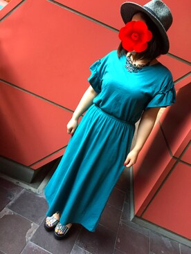 「ムラサキスポーツ（ムラサキスポーツ）のアイテム（ハット、ブラック系）」を使った、おでんさん（レディース・159cm）の夏コーディネート