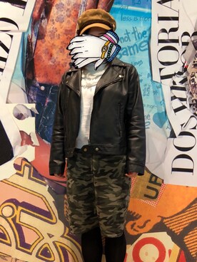 「HAT TRICKのアイテム（キャスケット、ベージュ系）」を使った、おでんさん（レディース・159cm）の冬コーディネート