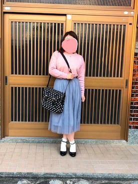 「grove（グローブ）の肩モチーフレースニット（ニット/セーター、ピンク系）」を使った、おでんさん（レディース・159cm）の春コーディネート