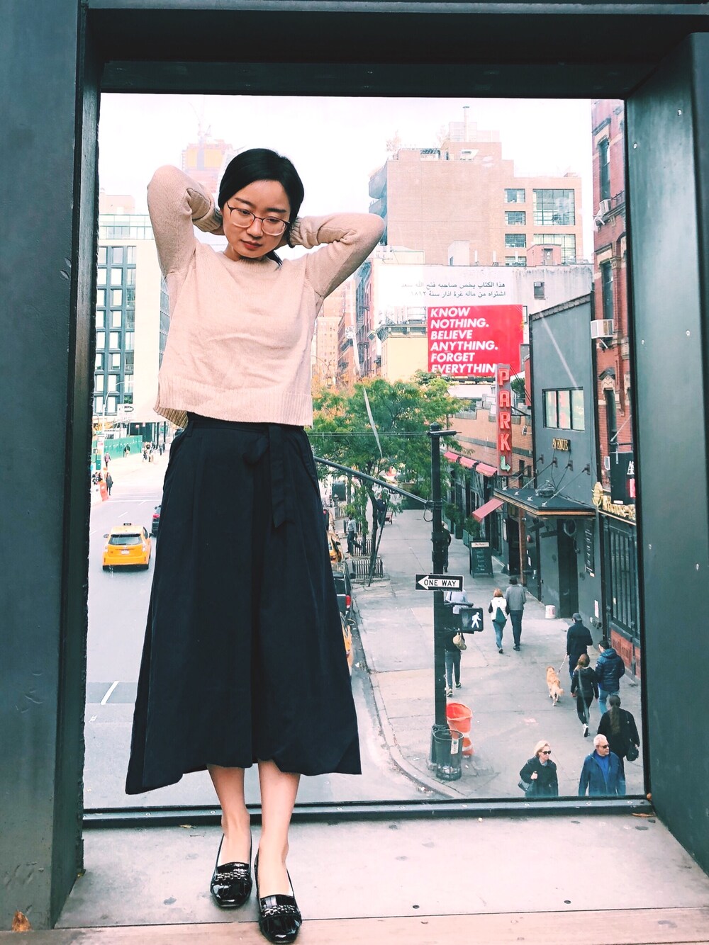 「park、公园、春コーデ」｜「H&MのH&M - Chunky-knit Turtleneck Sweater - Light beige melange - Ladies（ニット/セーター、ベージュ系）」を使った、shirleyさん（レディース・158cm）の冬コーディネートの1枚目の写真
