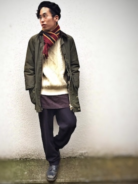 「CLANE（クラネ）のアイテム（その他パンツ）」を使った、Masashi Iidaさん（メンズ・168cm）の春コーディネート