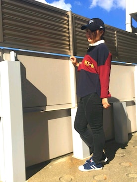 「AVIREX（アヴィレックス）のアイテム（キャップ）」を使った、AYNさん（レディース・157cm）の秋コーディネート