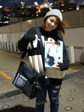 「ムック本」｜「アイテム（帽子）」を使った、AYNさん（レディース・157cm）の冬コーディネート