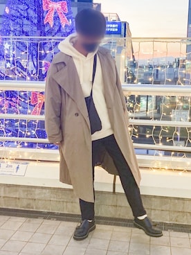 「niko and...（ニコアンド）のアイテム（トレンチコート）」を使った、ちさん（メンズ・171cm）の冬コーディネート