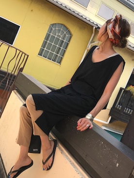 「スカーフ」｜「アイテム（ビーチサンダル）」を使った、maiさん（レディース・165cm）の夏コーディネート