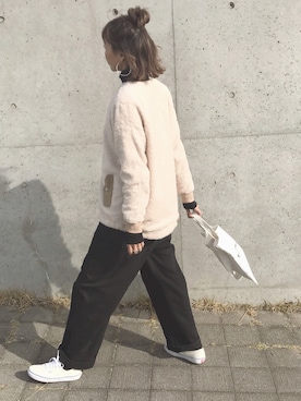 「ハーフアップ」｜「アイテム（オールインワン・サロペット）」を使った、maiさん（レディース・165cm）の冬コーディネート