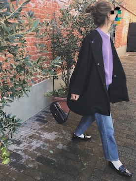 「白ソックス」｜「アイテム（ピーコート）」を使った、maiさん（レディース・165cm）の冬コーディネート