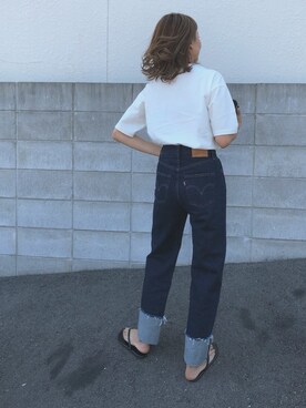 「Levi's（リーバイス）のRIBCAGE ストレート アンクル LUCK OF THE DRAW（デニムパンツ）」を使った、maiさん（レディース・165cm）の夏コーディネート