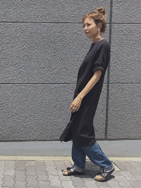 「BIRKENSTOCK（ビルケンシュトック）のARIZONA/アリゾナ ホワイト (UNISEX)（サンダル）」を使った、maiさん（レディース・165cm）の夏コーディネート