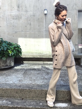 「FRAMeWORK（フレームワーク）のアイテム（レッグウェア）」を使った、maiさん（レディース・165cm）の冬コーディネート