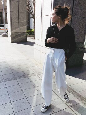 「whideout.（ファイドアウト）のアイテム」を使った、maiさん（レディース・165cm）の春コーディネート