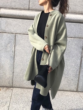 「ピスタチオ」｜「アイテム（ノーカラージャケット）」を使った、maiさん（レディース・165cm）の秋コーディネート