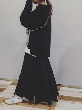 「タフタスカート」｜「アイテム（ジャケット/アウター）」を使った、maiさん（レディース・165cm）の冬コーディネート