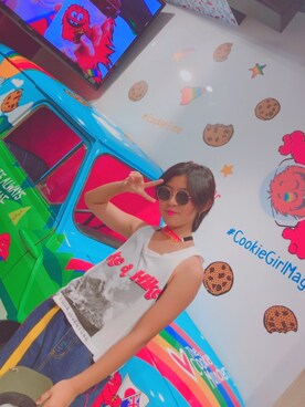 「FOREVER 21（フォーエバー トゥエンティーワン）のアイテム（タンクトップ、ホワイト系）」を使った、⛓nanaaaa⛓さん（レディース・153cm）の秋コーディネート