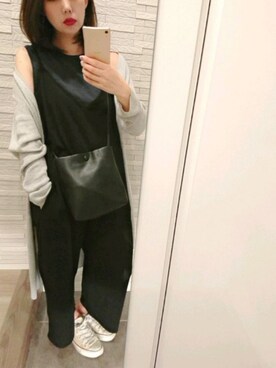 「DHOLIC（ディーホリック）のアイテム（サロペット/オーバーオール）」を使った、mhさん（レディース・155cm）の春コーディネート