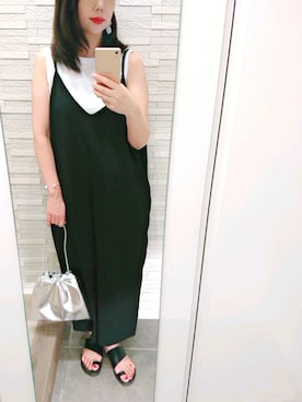 「DHOLIC（ディーホリック）のアイテム（サロペット/オーバーオール）」を使った、mhさん（レディース・155cm）の夏コーディネート