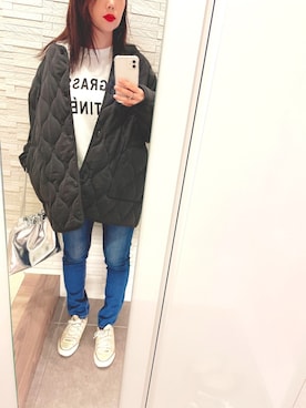 「coca（coca）（コカ）のアイテム（ブルゾン）」を使った、mhさん（レディース・155cm）の春コーディネート