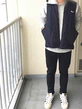 「UNITED ARROWS（ユナイテッドアローズ）のアイテム（ダウンベスト）」を使った、かまさん（メンズ・168cm）の冬コーディネート