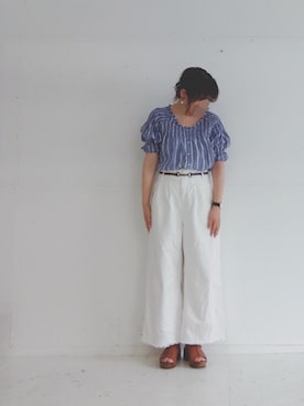 「マリンコーデ」｜「アイテム（アナログ腕時計）」を使った、rioさん（レディース・160cm）の夏コーディネート