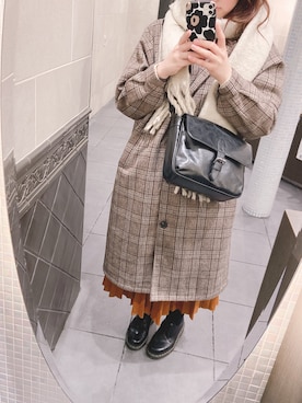 「オレンジスカート」｜rioさん（レディース・160cm）の冬コーディネート