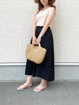 「カコバッグ」｜「アイテム（スカート）」を使った、rioさん（レディース・160cm）の夏コーディネート