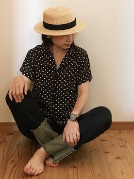 「SALON adam et rope'（サロン アダム エ ロペ）のアイテム（ハット）」を使った、norinoriyさん（レディース・157cm）の春コーディネート