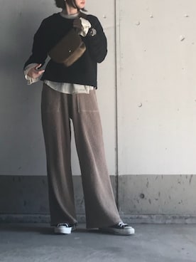 「リラックスパンツ」｜「アイテム（スウェット）」を使った、norinoriyさん（レディース・157cm）の春コーディネート