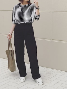 「CLANE（クラネ）のアイテム（チノパンツ）」を使った、norinoriyさん（レディース・157cm）の春コーディネート