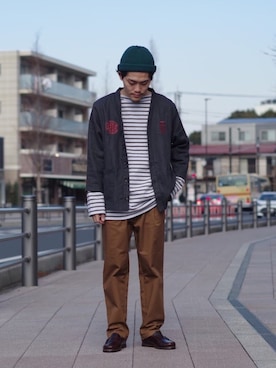 「ROTOTO（ロトト）のアイテム」を使った、よこうちさん（メンズ・167cm）の冬コーディネート
