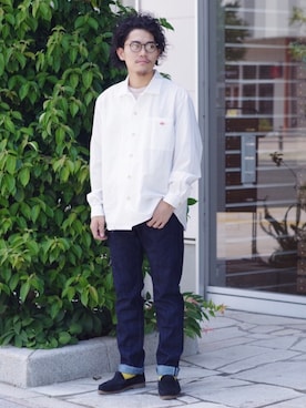 「アイテム（ローファー、ブルー系）」を使った、よこうちさん（メンズ・167cm）の秋コーディネート