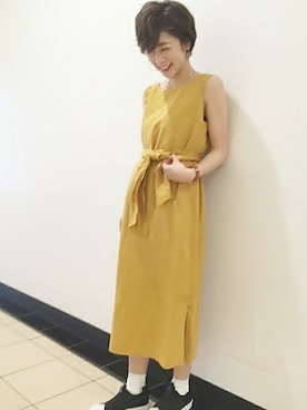 「イエロー」｜「アイテム（スリッポン）」を使った、aiさん（レディース・157cm）の春コーディネート