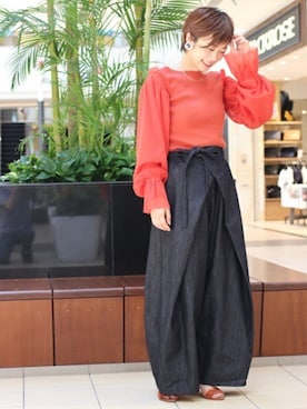 「Ameri（アメリ）のアイテム（パンツ）」を使った、aiさん（レディース・157cm）の夏コーディネート