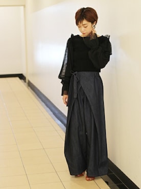 「Ameri（アメリ）のアイテム（パンツ）」を使った、aiさん（レディース・157cm）の夏コーディネート