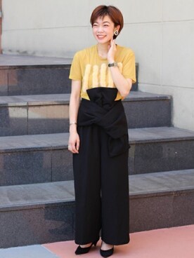 「Ameri（アメリ）のアイテム（パンツ）」を使った、aiさん（レディース・157cm）の夏コーディネート