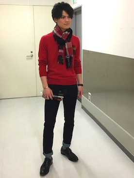 「BLACK LABEL CRESTBRIDGE（ブラックレーベル・クレストブリッジ）のアイテム」を使った、T.Tsukamotoさん（メンズ・181cm）の冬コーディネート