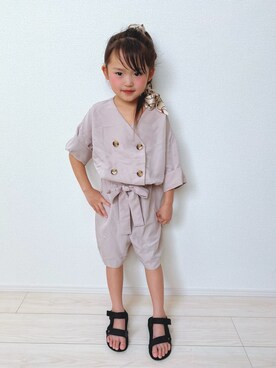 「DISCOAT（ディスコート）のアイテム（オールインワン・サロペット）」を使った、☺︎さん（キッズ・110cm）の春コーディネート
