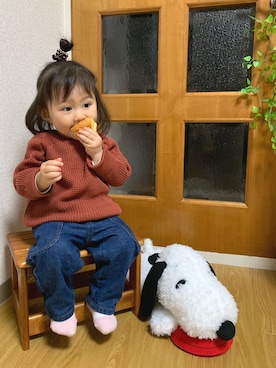 「Birthday（バースデイ）のアイテム（トップス、レッド系）」を使った、chachachanさん（キッズ・80cm）の春コーディネート