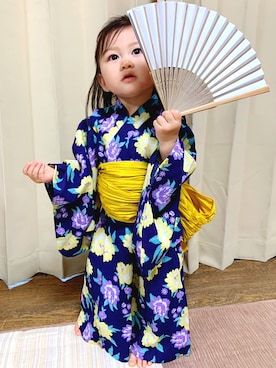 「petit main（プティマイン）のアイテム（浴衣）」を使った、chachachanさん（キッズ・80cm）の夏コーディネート