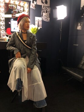 「initial（イニシャル）のアイテム（テーラードジャケット）」を使った、Sandra  Hipさん（レディース・157cm）の春コーディネート