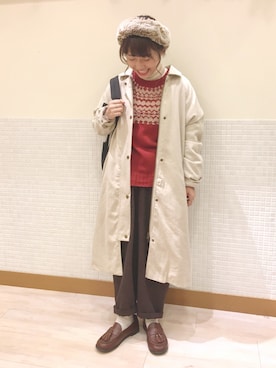 「サマンサモスモス」｜「アイテム（ステンカラーコート）」を使った、む ら ま つさん（レディース・148cm）の秋コーディネート