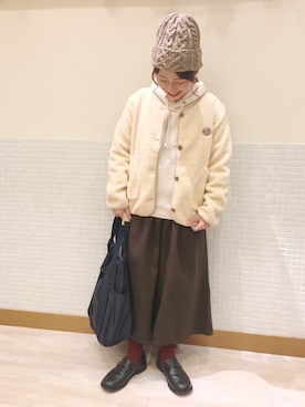 「スカーチョ」｜「アイテム（ノーカラージャケット）」を使った、む ら ま つさん（レディース・148cm）の秋コーディネート